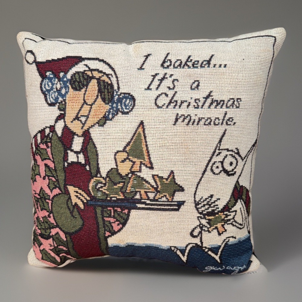 VTG 90s Hallmark Maxine Shoebox Decorative Pillow Decor Christmas Miracle‎ 12X12